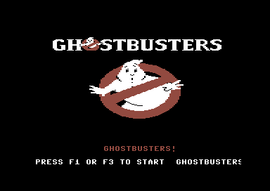 Ghostbusters title screen for Commodore 64